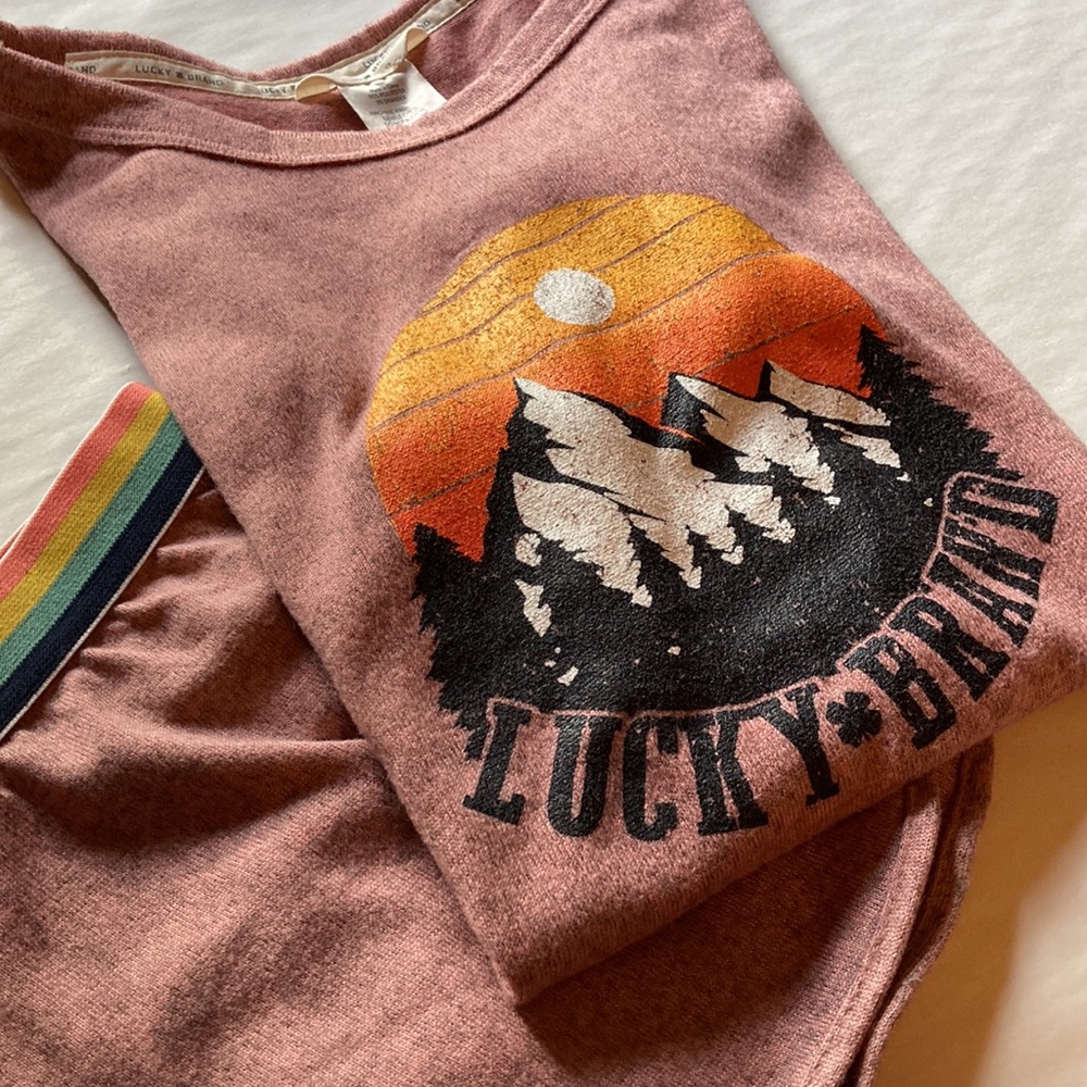 Lucky Brand Rainbow Mountain Sunset Pajama Short Set